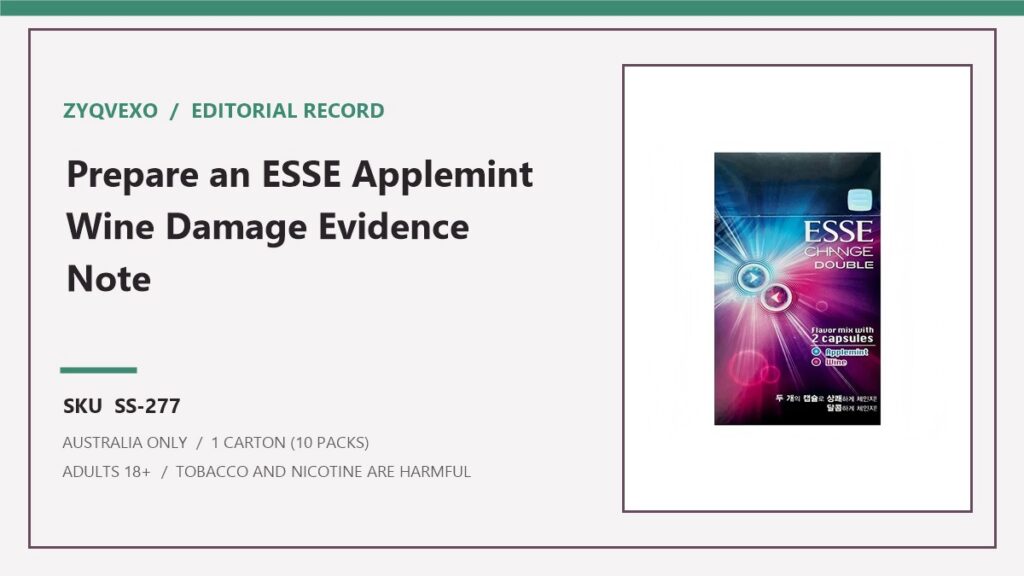 Zyqvexo editorial record for ESSE Change Double Applemint Wine - 1 Carton (10 Packs) and SKU SS-277