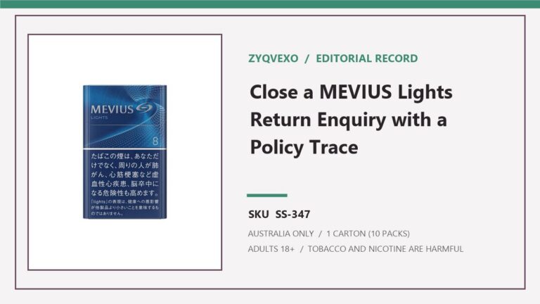 Zyqvexo editorial record for MEVIUS Lights 8mg - 1 Carton (10 Packs) and SKU SS-347